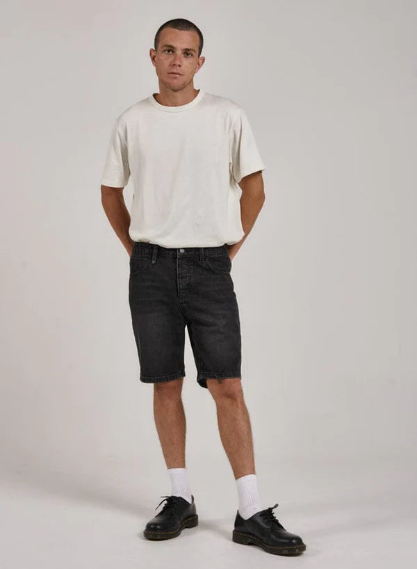 Thrills Chopped Hem Denim Short - Smoke Black