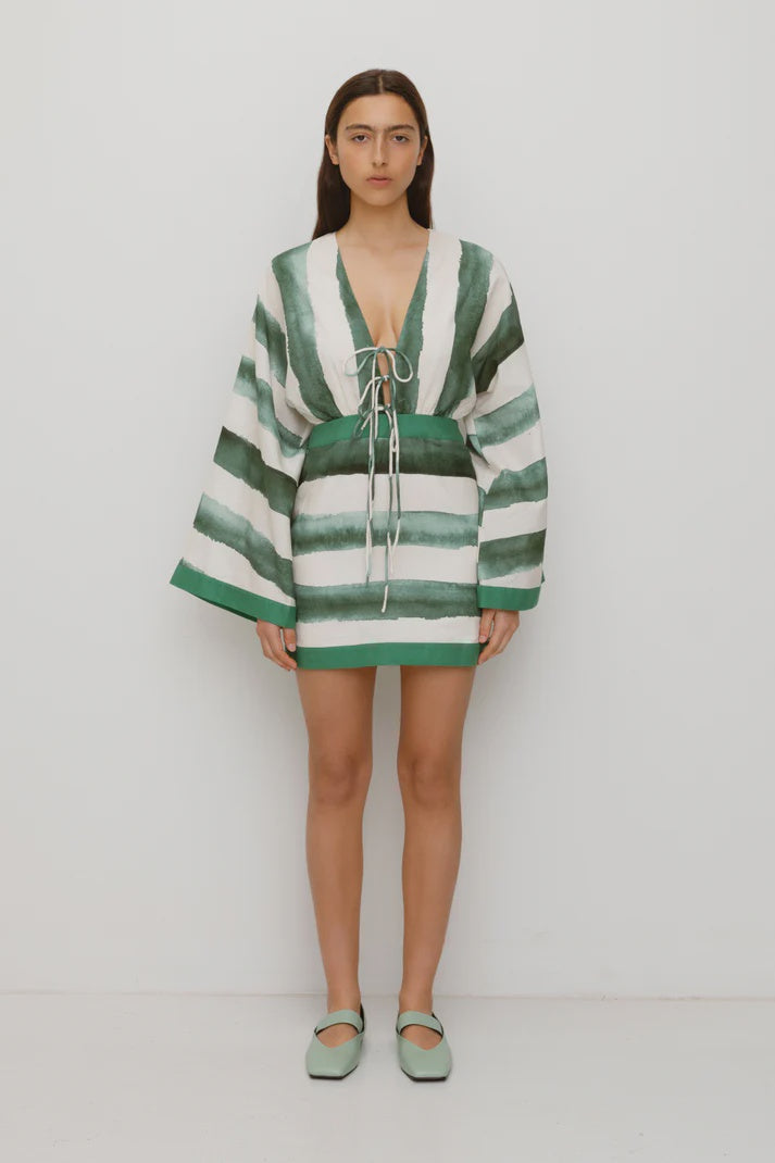 The Wolf Gang Havana Mini Dress - Sage Stripe