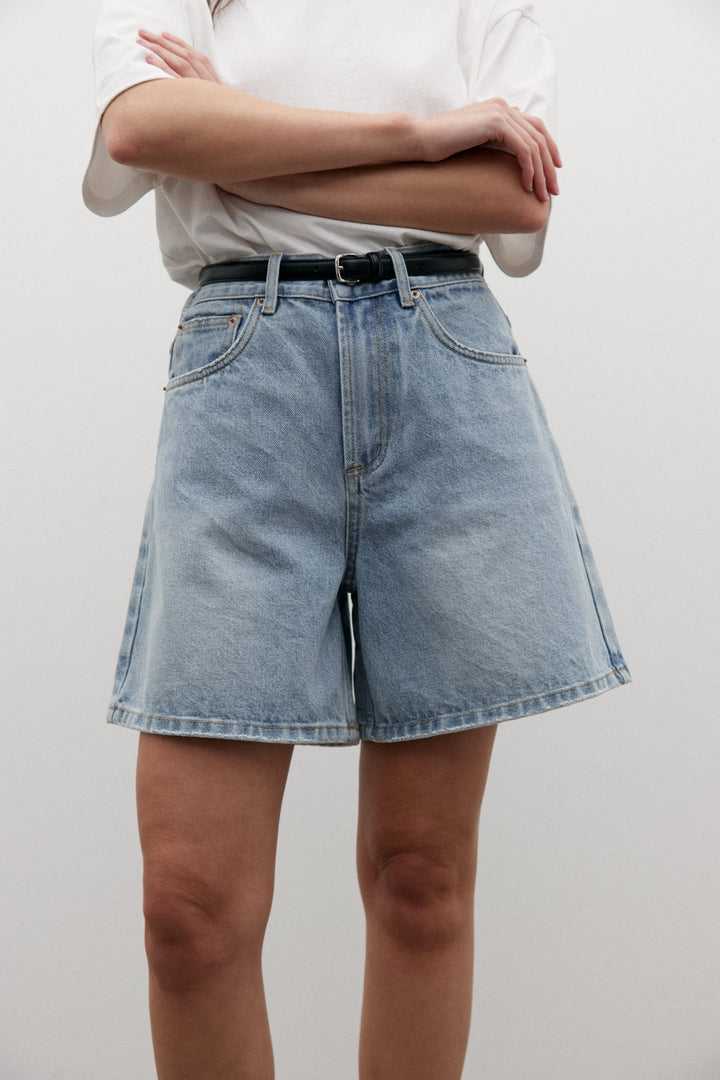 Bayse Saratoga High Rise Denim Shorts - Oakland Blue