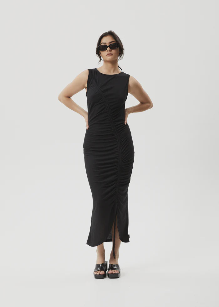 Afends Mirage Bamboo Sheer Maxi Dress - Black Birdie Blue Afends Mirage Bamboo Sheer Maxi Dress - Black Birdie Blue