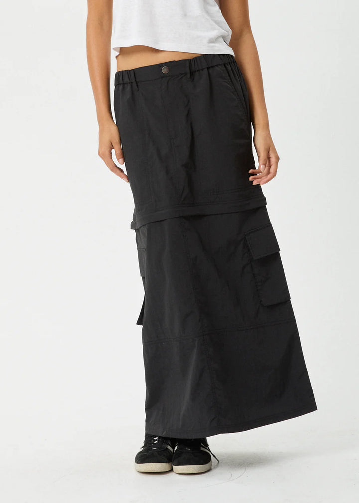 Afends Instinct Recycled Zip Off Maxi Skirt - Black
