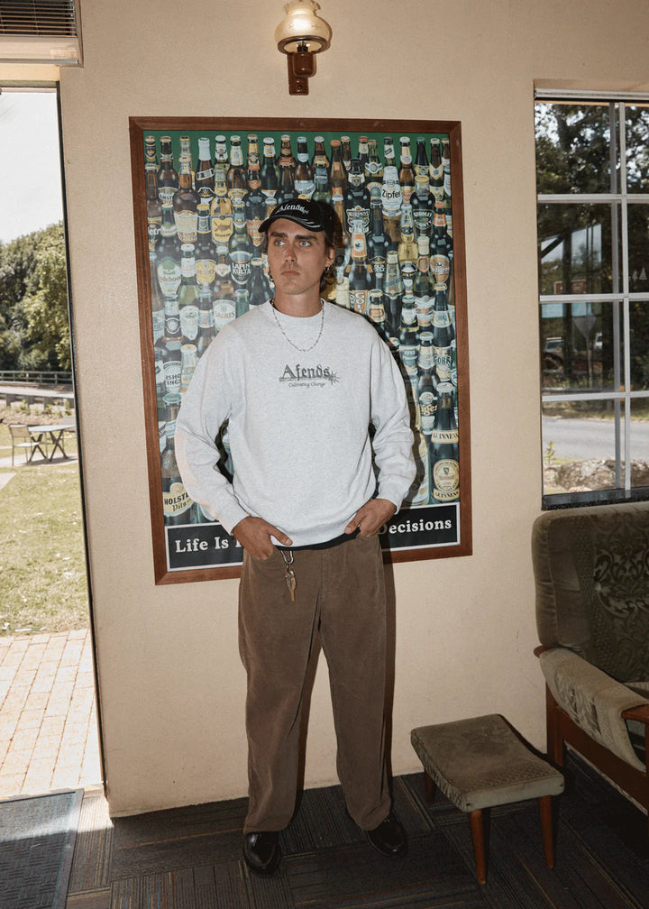 Afends Mace Recycled Crew Neck - Grey Marle
