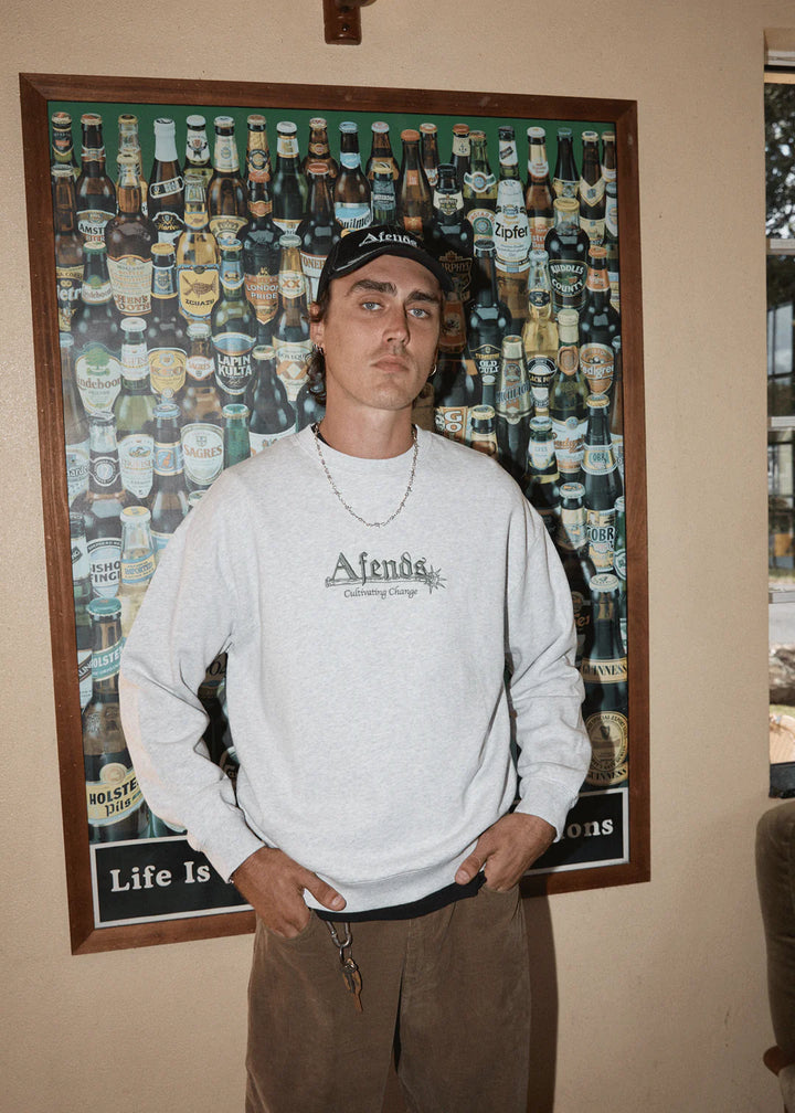 Afends Mace Recycled Crew Neck - Grey Marle