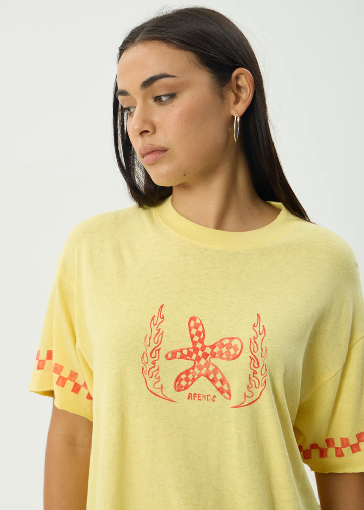 Afends Calda Oversized Tee-Lemon