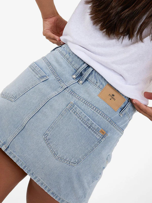 Thrills Sophie Low Denim  Skirt - Ash Blue