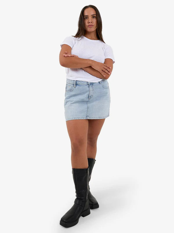 Thrills Sophie Low Denim  Skirt - Ash Blue