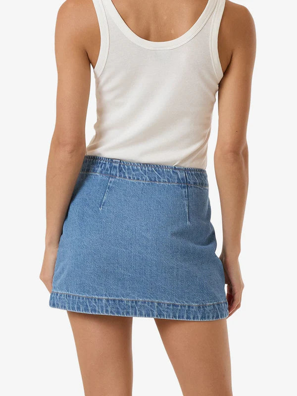 Thrills Marley Wrap Denim Skirt - Long Ago Blue
