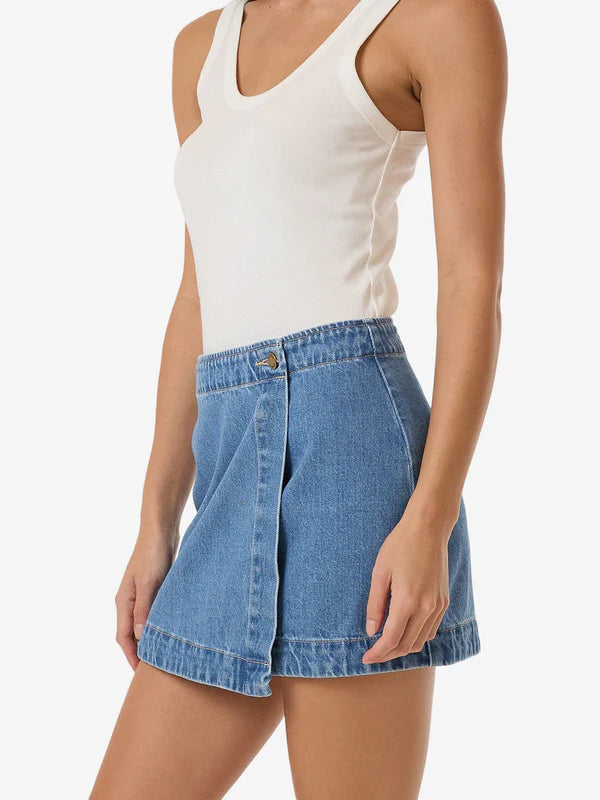 Thrills Marley Wrap Denim Skirt - Long Ago Blue