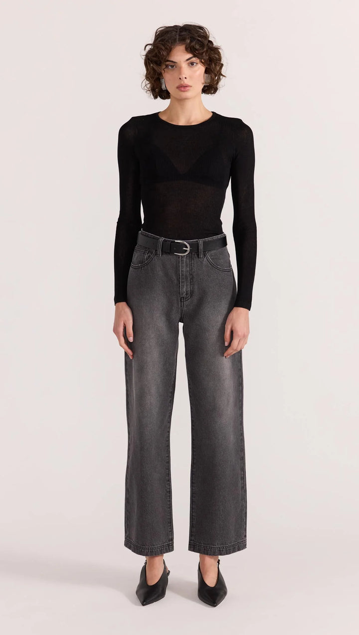Staple The Label Asta Sheer Knit Top - Black