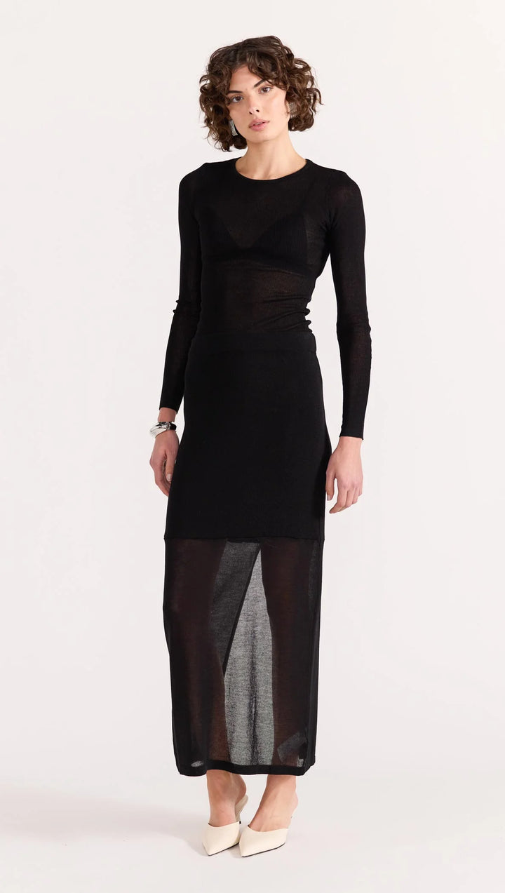 Staple The Label Asta Sheer Knit Top - Black