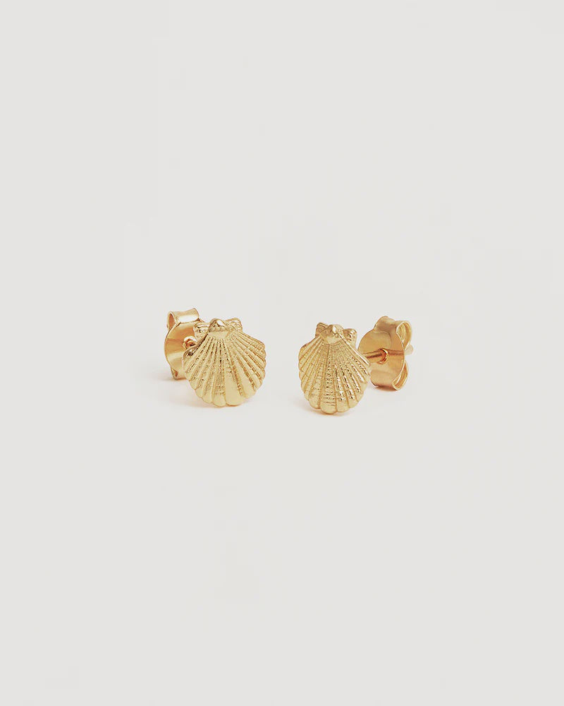 By Charlotte Gold By The Shore Shell Stud Earrings-18k Gold Vermeil