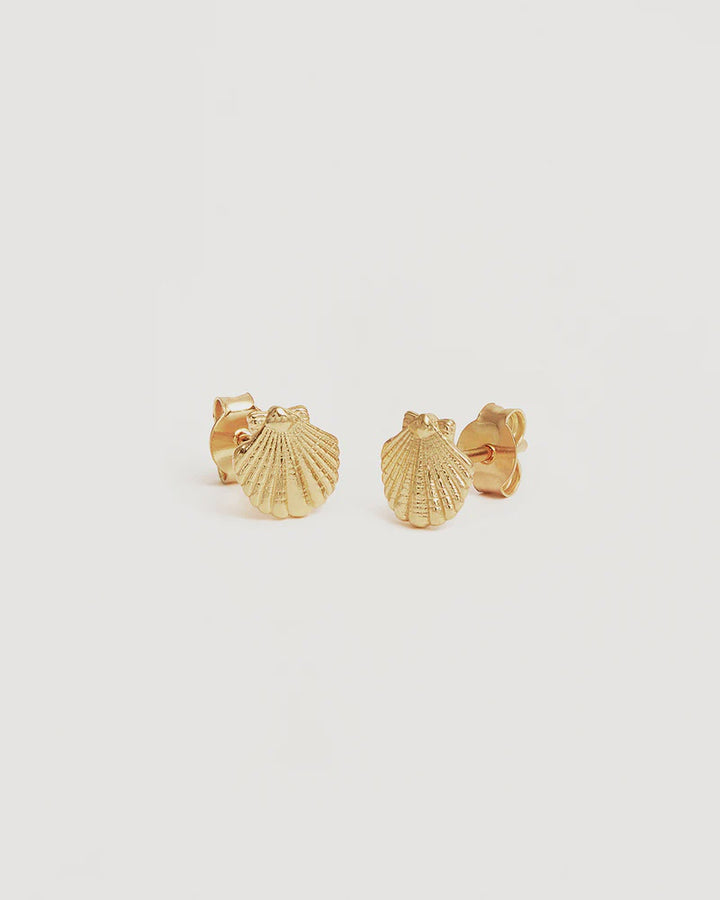 By Charlotte Gold By The Shore Shell Stud Earrings-18k Gold Vermeil