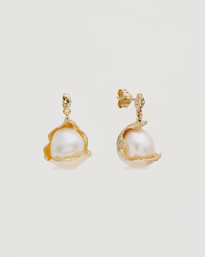 By Charlotte A Place To Dream Pearl Drop Earrings-18k Gold Vermeil