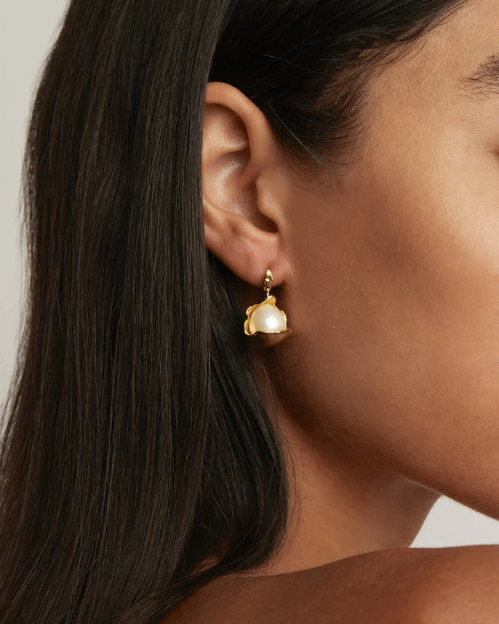 By Charlotte A Place To Dream Pearl Drop Earrings-18k Gold Vermeil