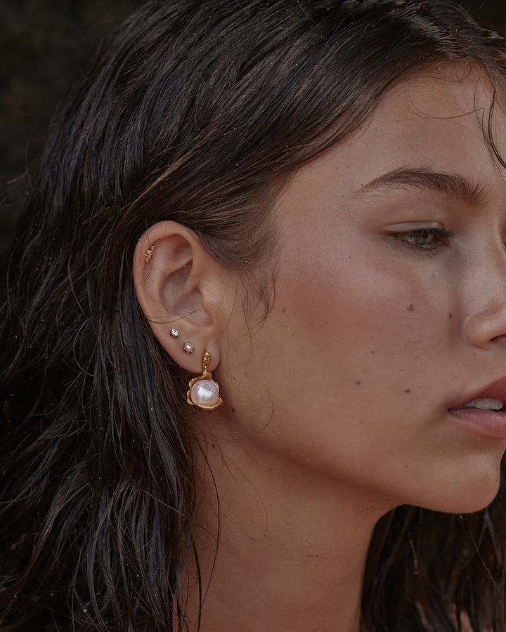 By Charlotte A Place To Dream Pearl Drop Earrings-18k Gold Vermeil