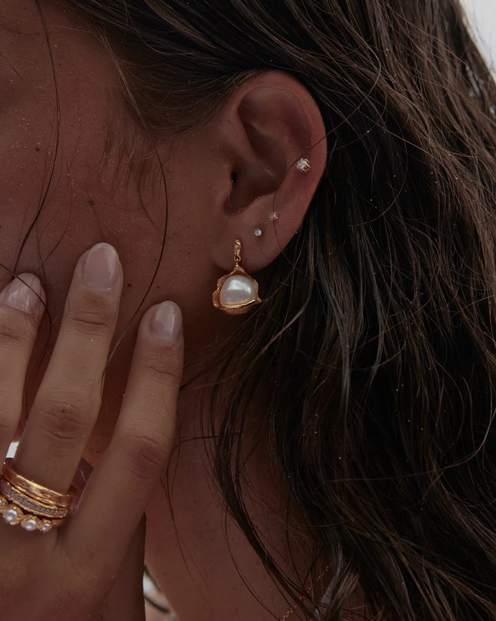 By Charlotte A Place To Dream Pearl Drop Earrings-18k Gold Vermeil