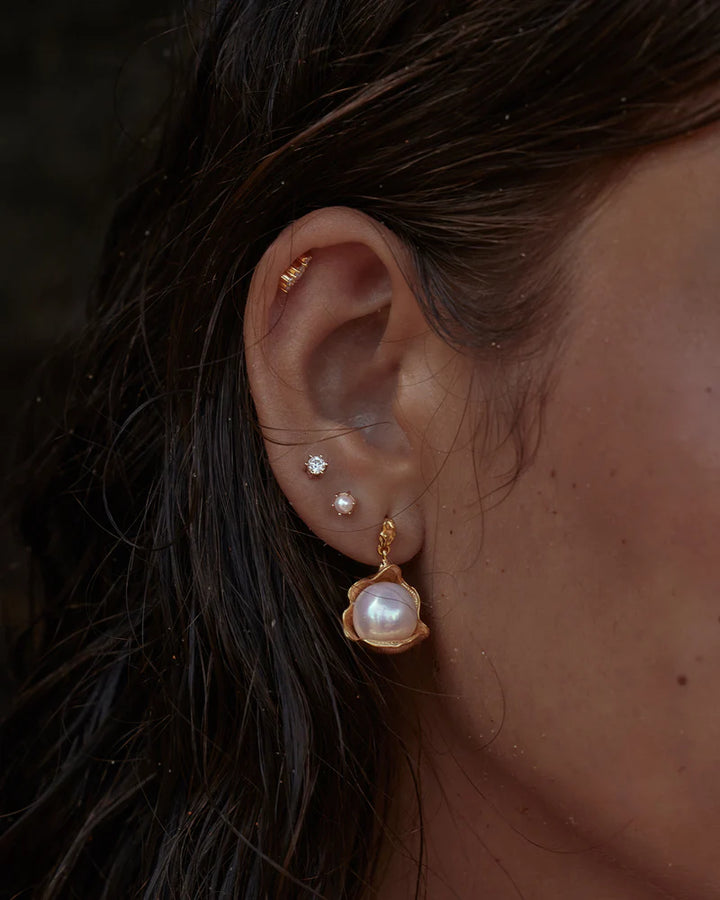 By Charlotte A Place To Dream Pearl Drop Earrings-18k Gold Vermeil