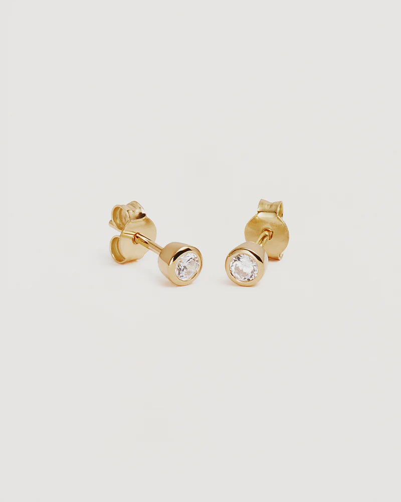 By Charlotte Radiant Crystal Stud Earrings-18k Gold Vermeil