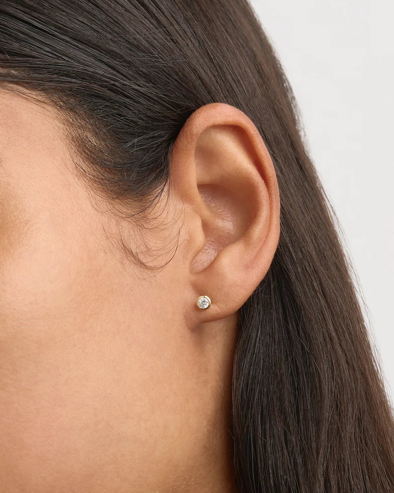 By Charlotte Radiant Crystal Stud Earrings-18k Gold Vermeil