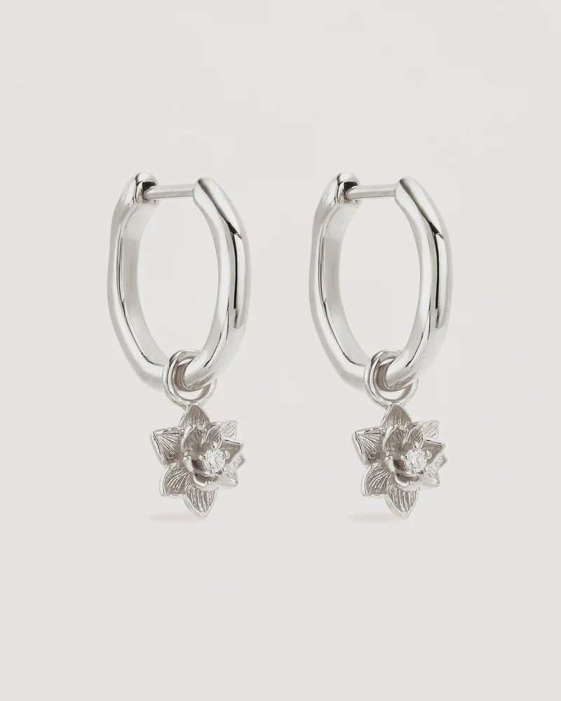 By Charlotte Sterling Silver Bloom Within Lotus Hoops