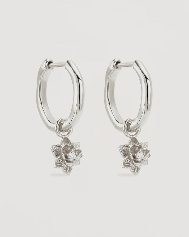 By Charlotte Sterling Silver Bloom Within Lotus Hoops