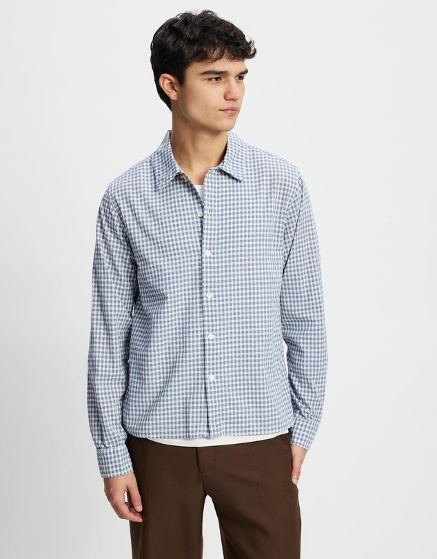 Rhythm Azul Check LS Shirt-Blue