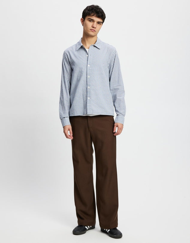 Rhythm Azul Check LS Shirt-Blue