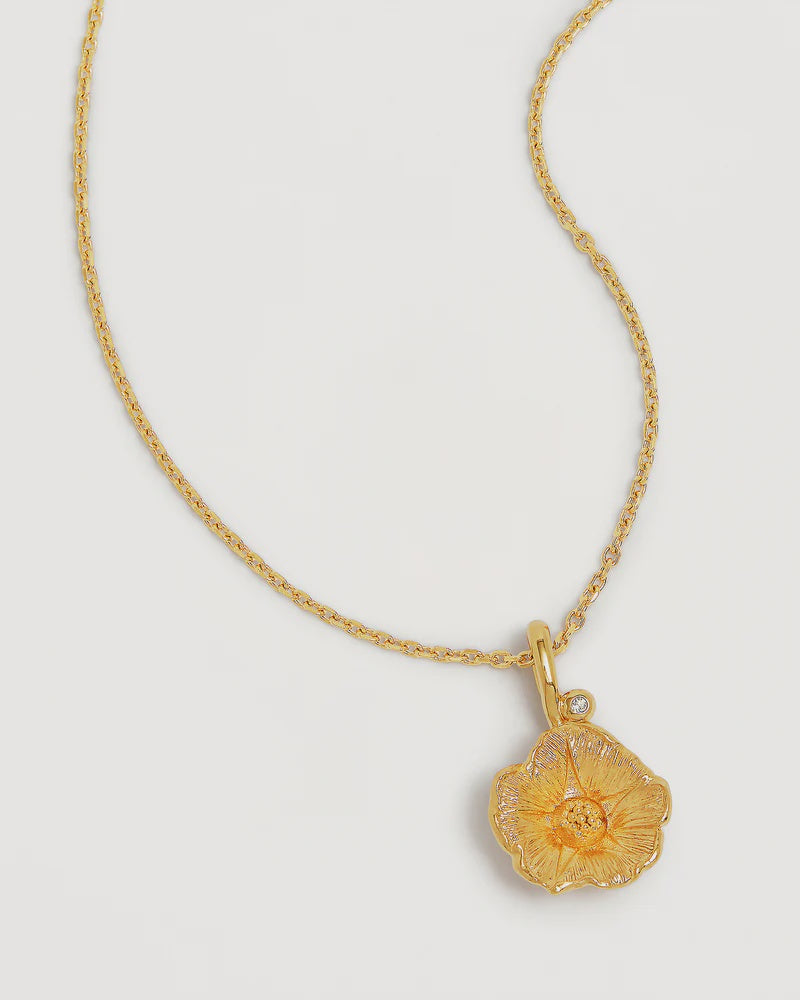 By Charlotte 18k Gold Vermeil Birth Flower Necklace - Morning Glory September