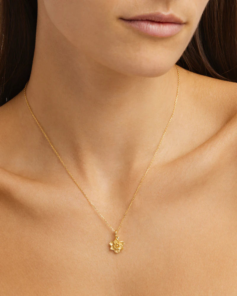 By Charlotte 18k Gold Vermeil Birth Flower Necklace - Narcissus December