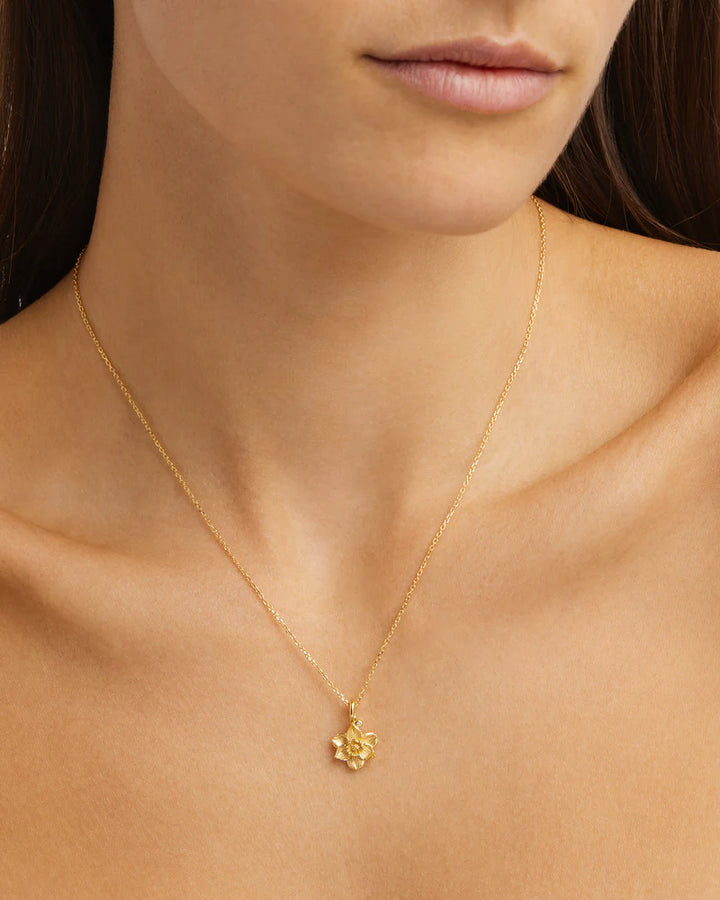 By Charlotte 18k Gold Vermeil Birth Flower Necklace - Narcissus December