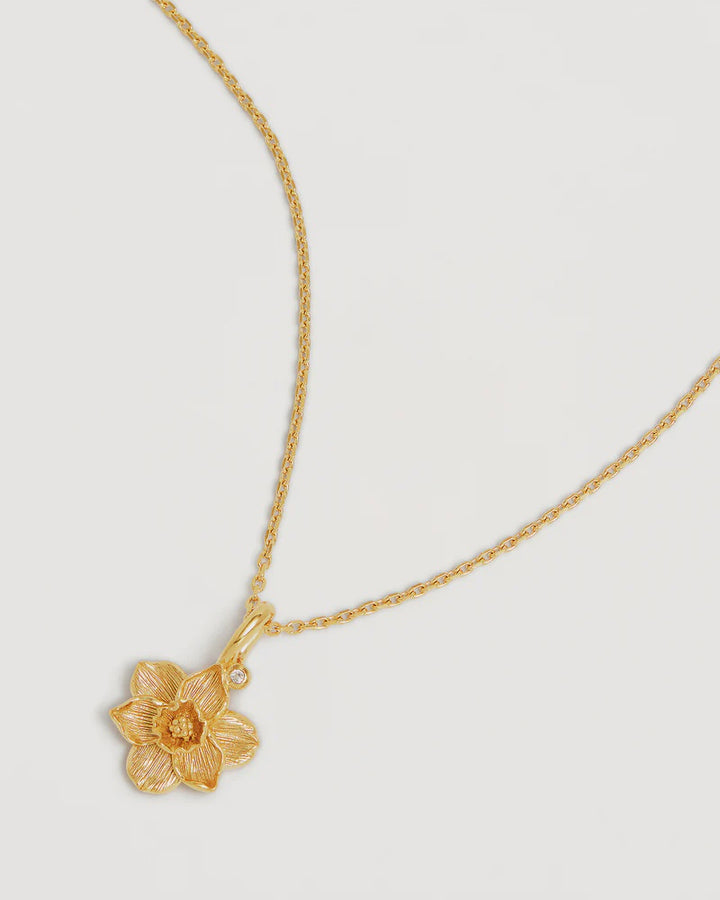 By Charlotte 18k Gold Vermeil Birth Flower Necklace - Narcissus December