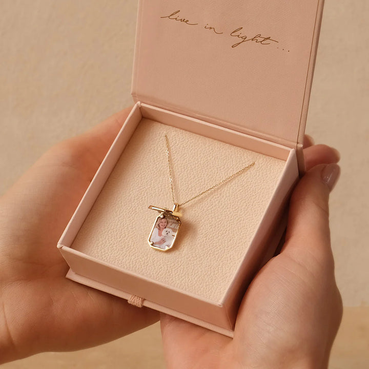 By Charlotte Rectangular Lotus Locket Pendant-18k Gold Vermeil