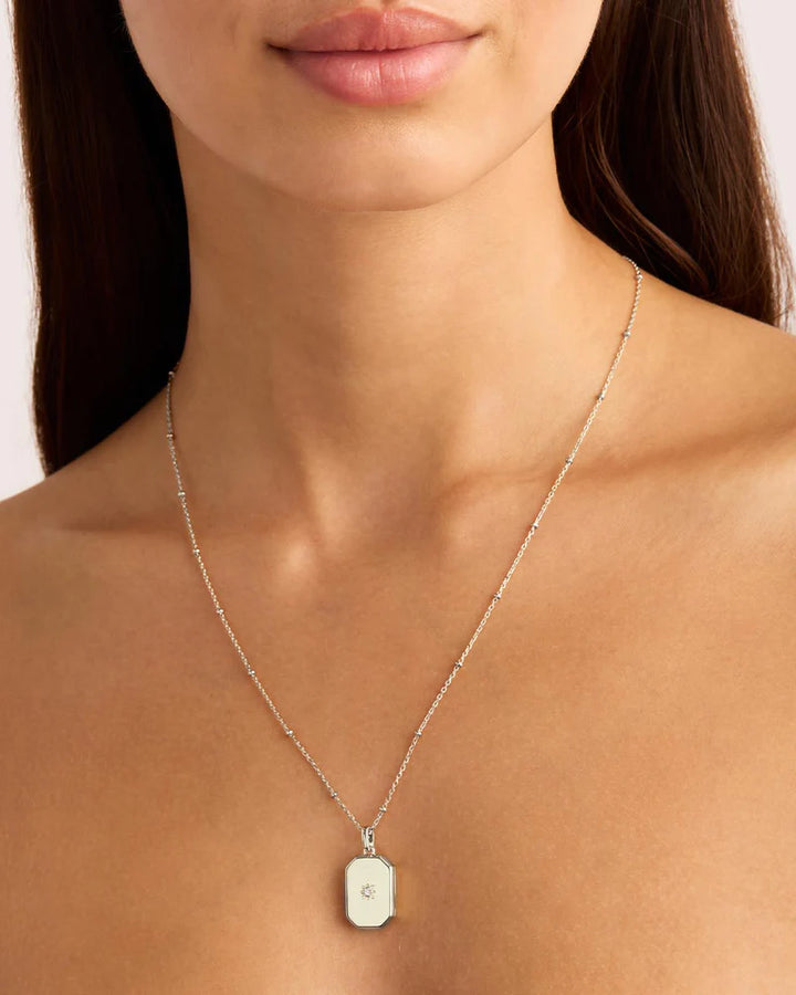 By Charlotte Rectangular Lotus Locket Pendant-Sterling Silver