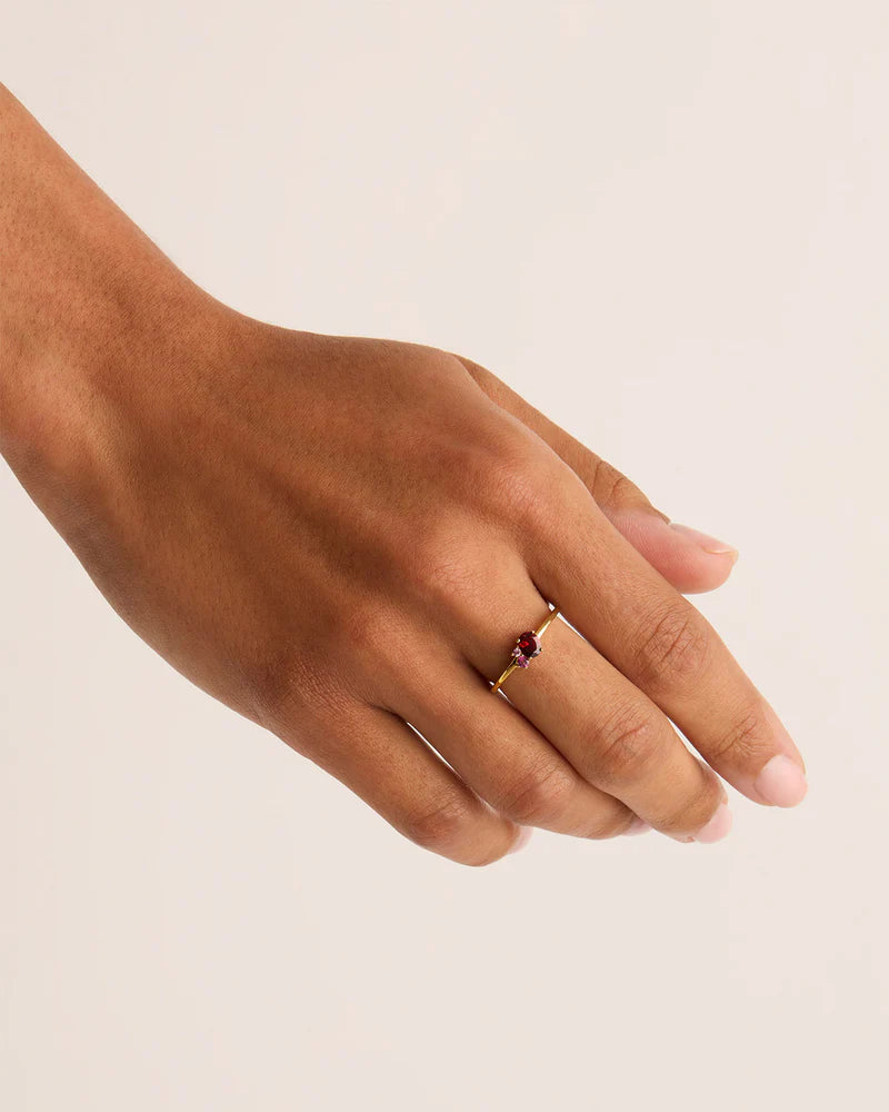 By Charlotte Kindred Birthstone Ring-January/Garnet - 18k Gold Vermeil