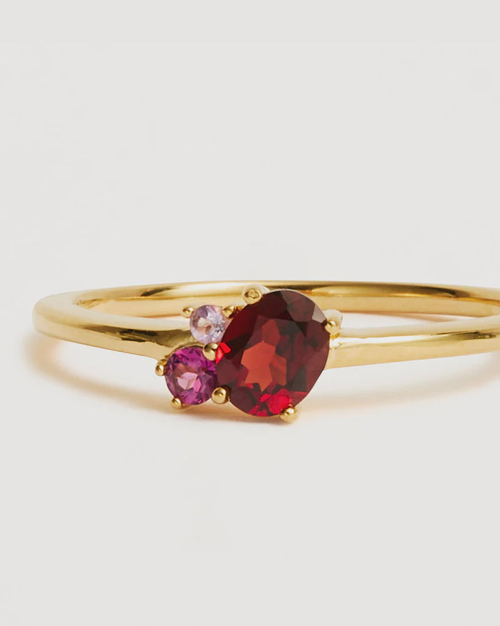 By Charlotte Kindred Birthstone Ring-January/Garnet - 18k Gold Vermeil