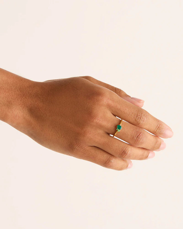 By Charlotte 18k Gold Vermeil Kindred Birthstone Ring-May/Emerald