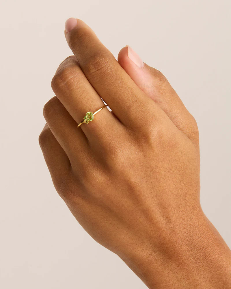 By Charlotte Kindred Birthstone Ring-August/Peridot - 18k Gold Vermeil