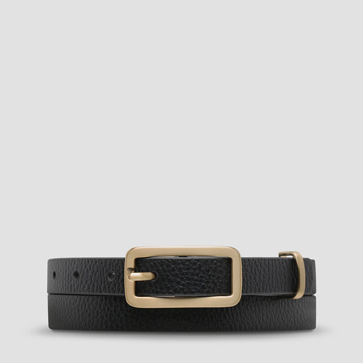 Status Anxiety Muse Leather Belt - Black/Gold