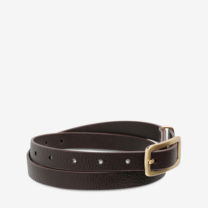 Status Anxiety Muse Leather Belt - Choc/Gold