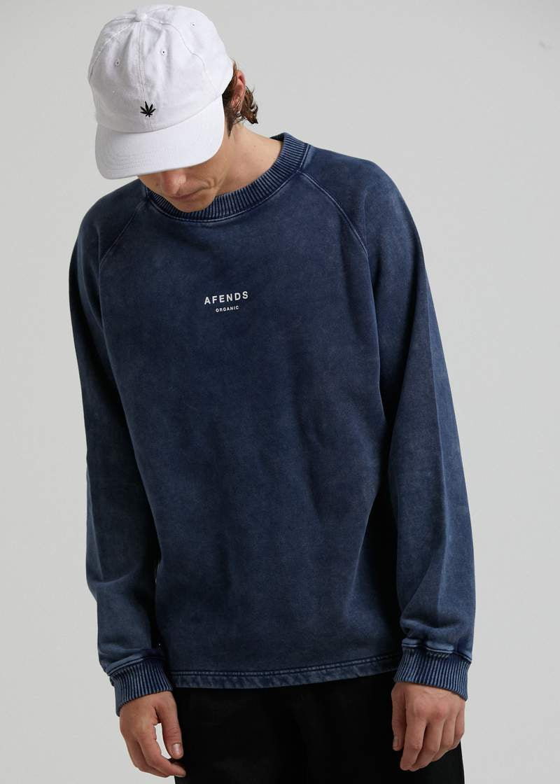 Premium Organic Unisex Raglan Crew- Stone Navy