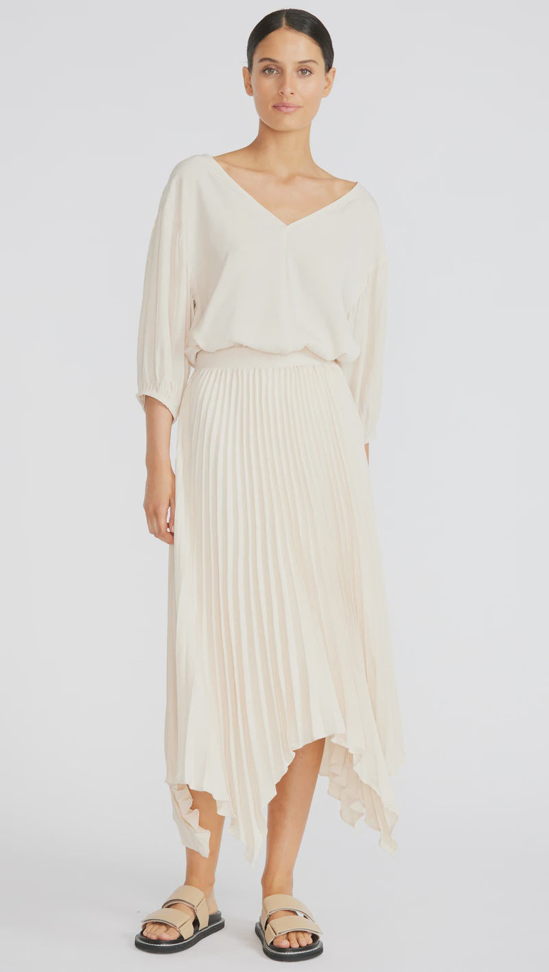 Celine Pleated Midi Skirt- Vanilla