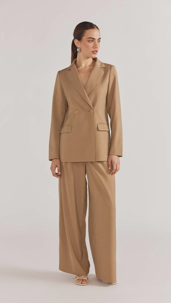 Staple The Label Plaza Wide Leg Pant- Camel