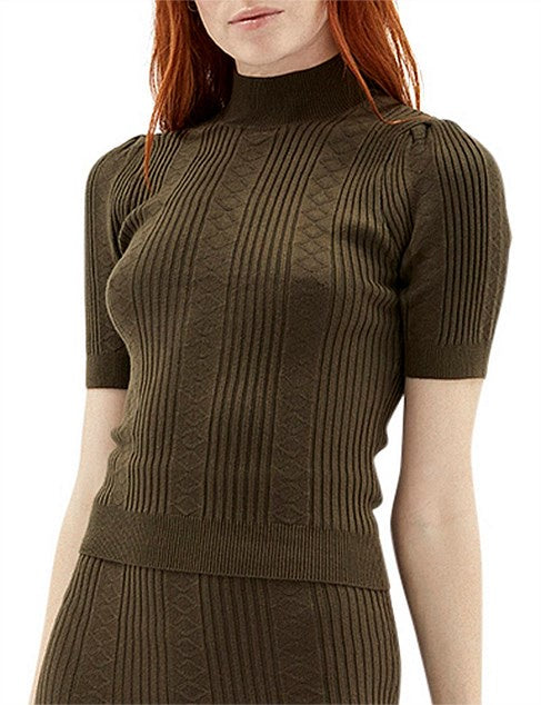 Averie Turtle Neck Top- Khaki