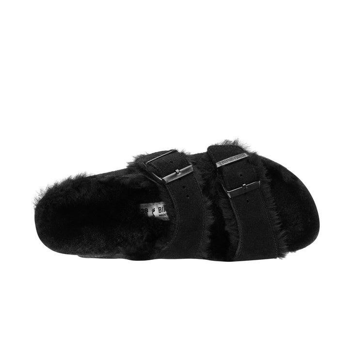 Birkenstock Arizona Black Suede Leather/Shearling Narrow