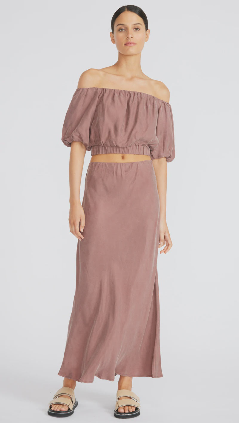 Vertigo Cupro Slip Skirt- Washed Plum