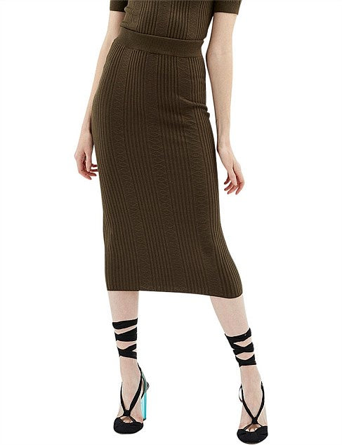 Averie Midi Skirt- Khaki