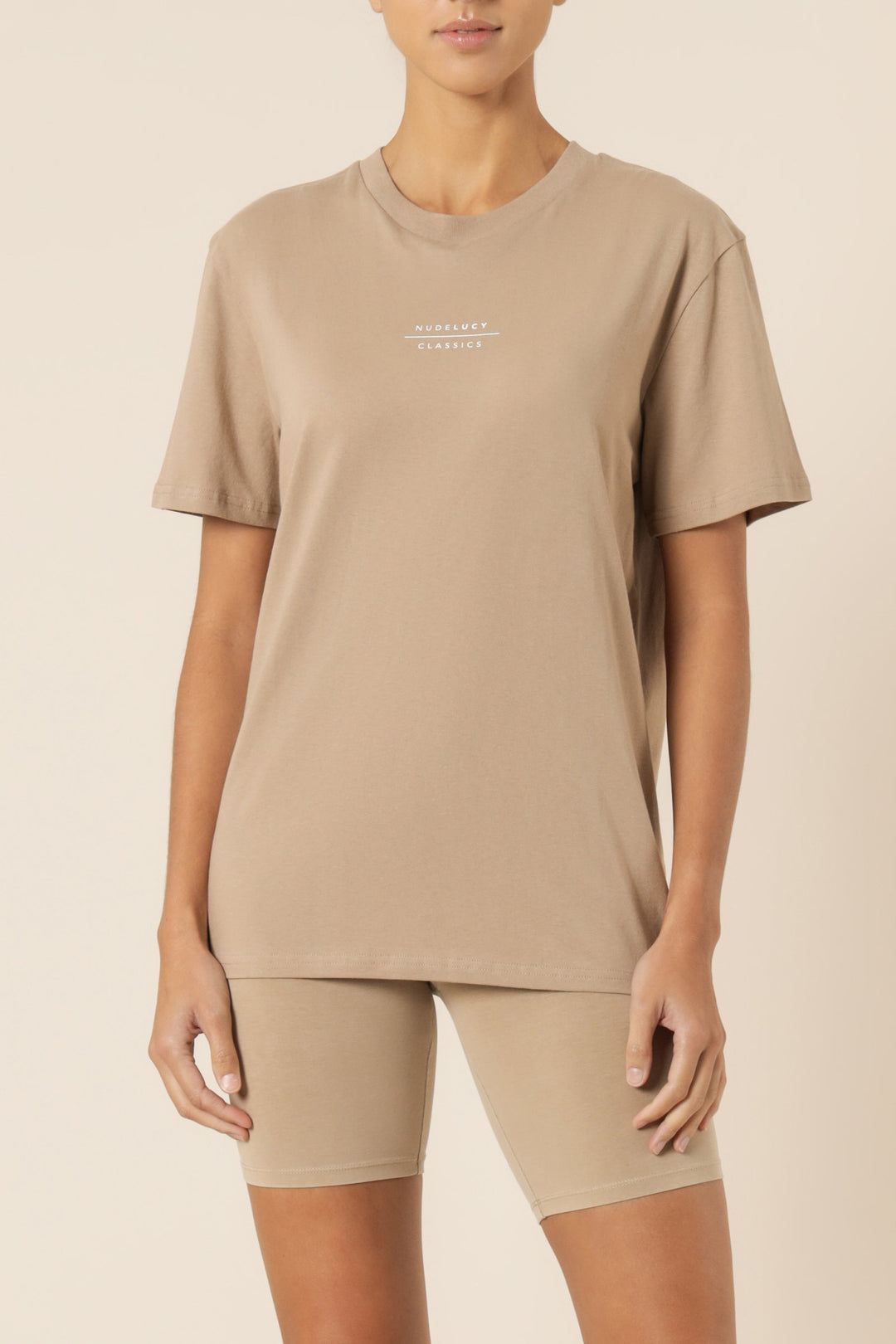 Nude Classics Slogan BF Tee- Mocha