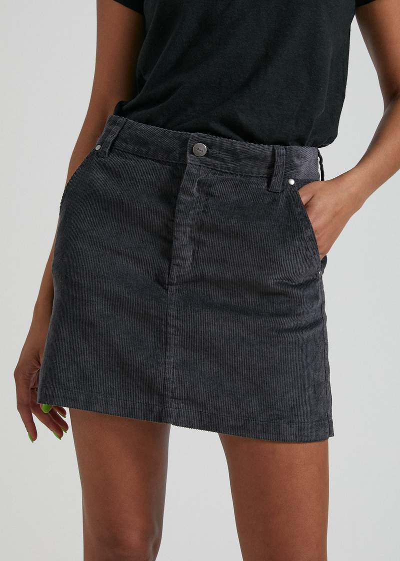 Heidi Hemp Corduroy Mini Skirt- Raven