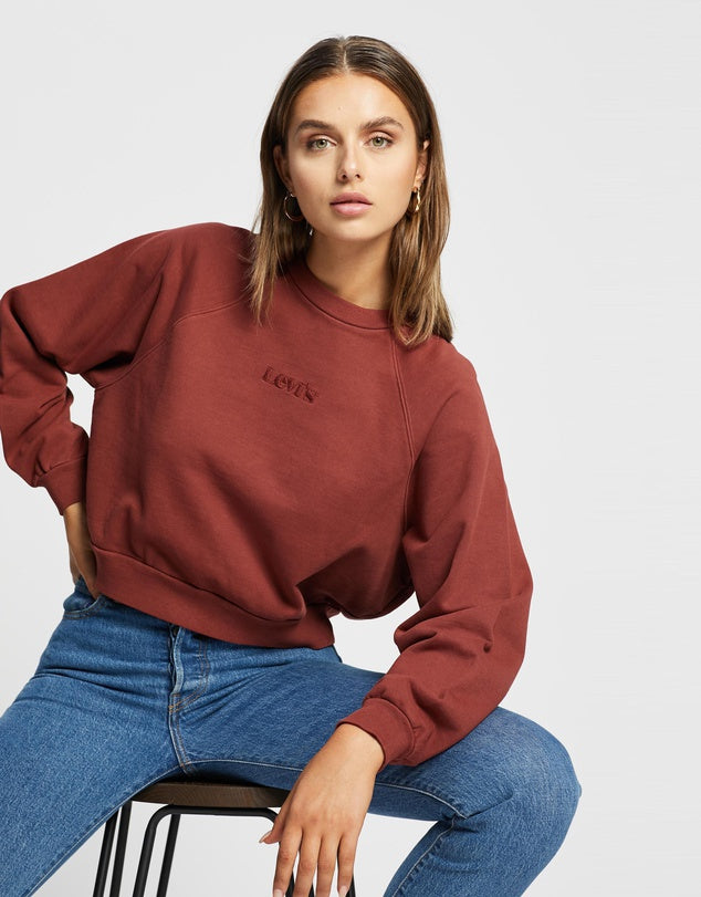 Vintage Garment- Dye Raglan Crewneck- Madder Brown