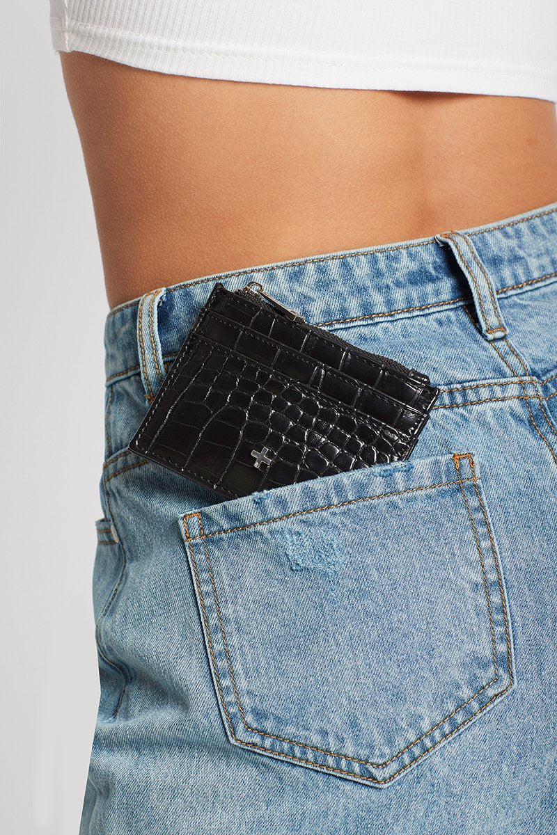 Ivy Wallet - Black Croc